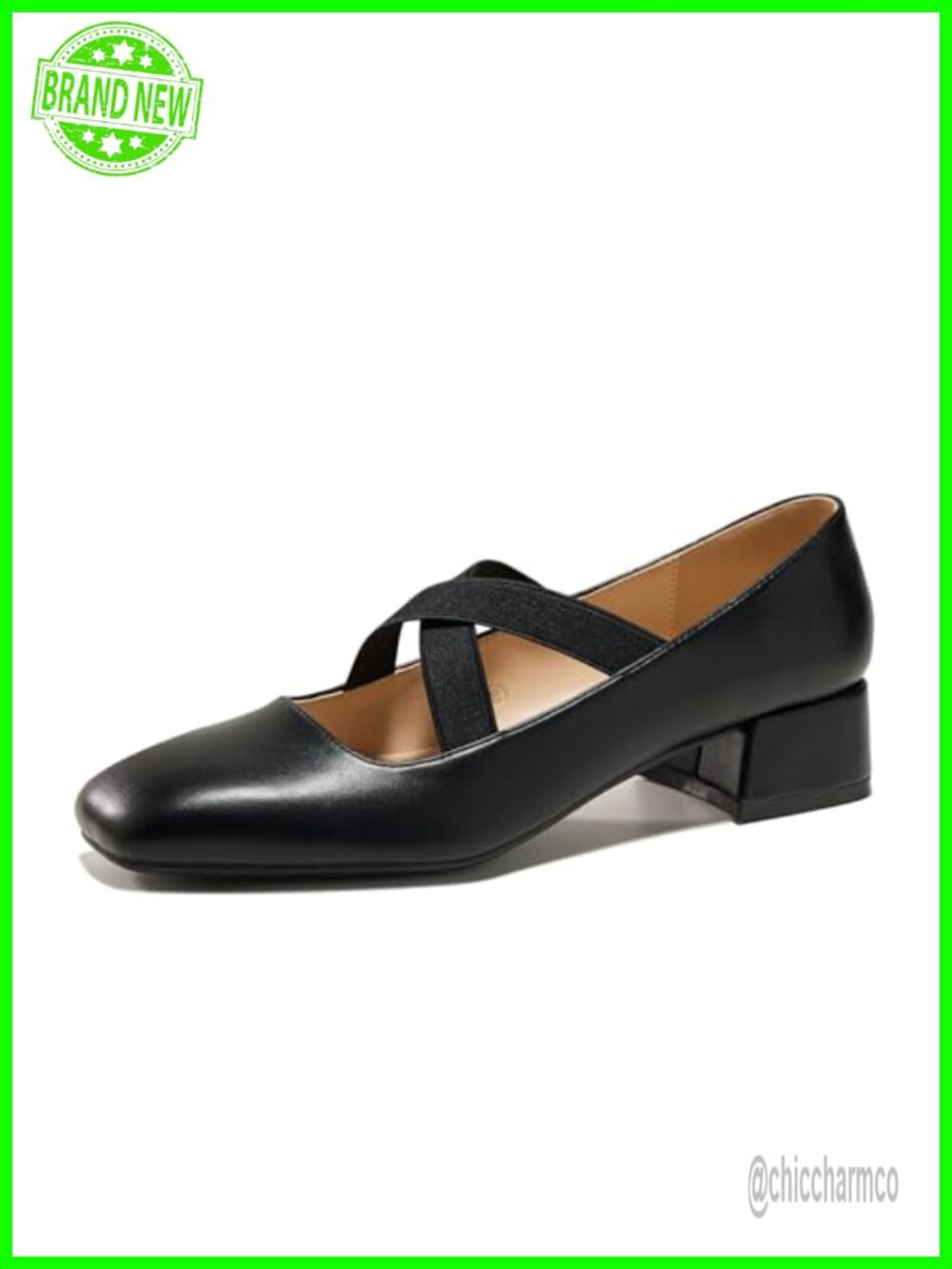 Women's Mary Jane Chunky Low Heels Faux Leather Square Toe Pumps